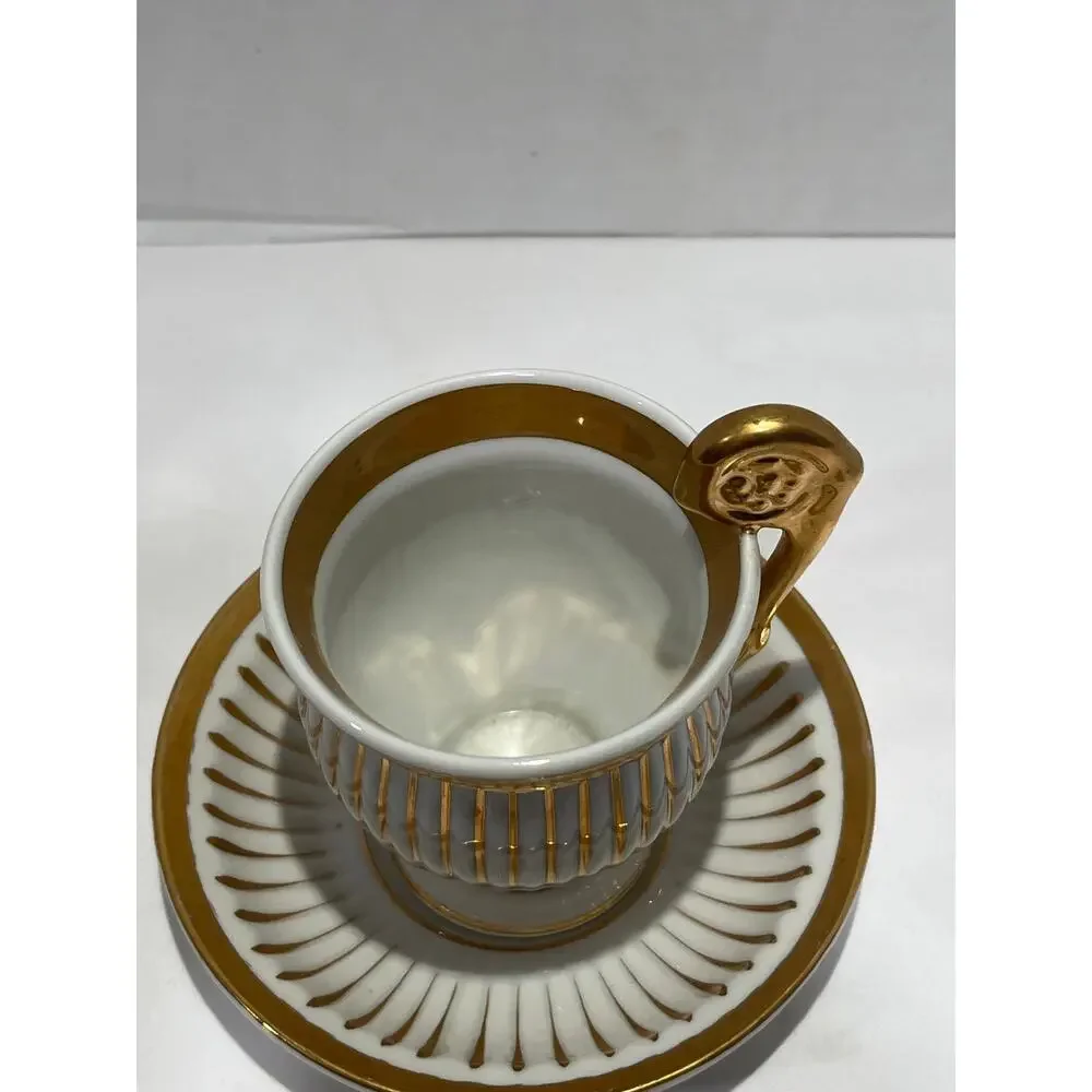 Andrea by Sadek G 1225 Gold Stripe Demitasse Espresso Cup Saucer Vintage